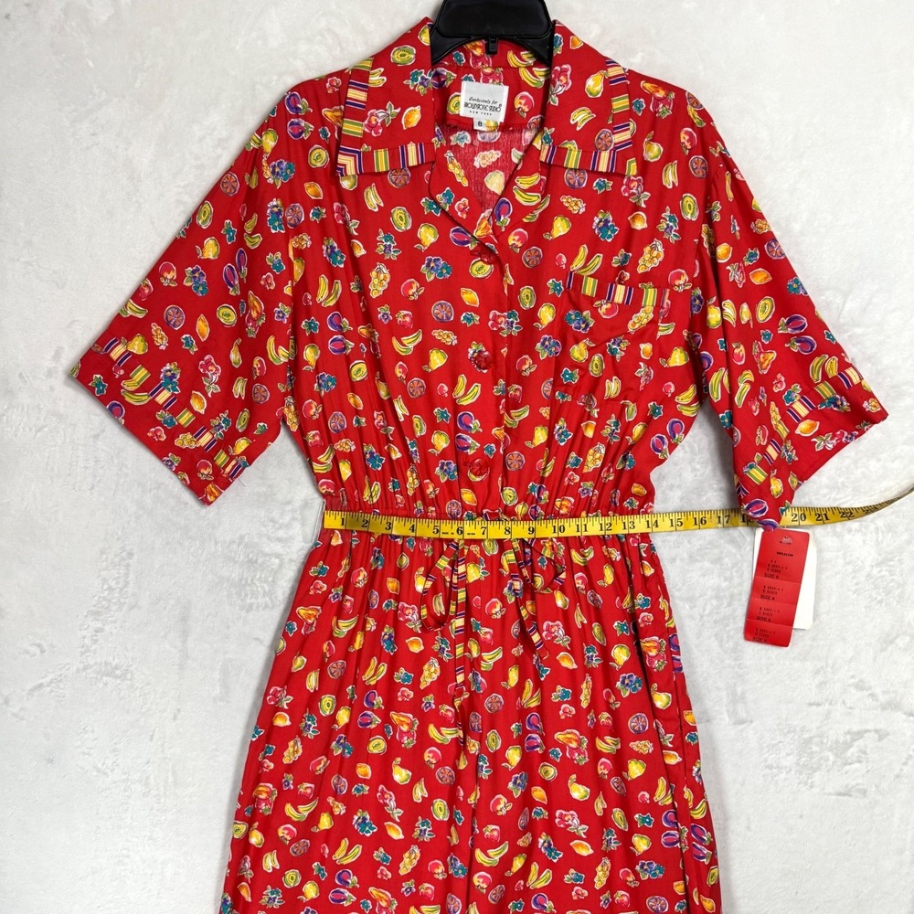 NWT Vintage Boho Fruit Print Jumpsuit 8 Wide Leg Novelty Tropical Resort Romper - Picture 9 of 16